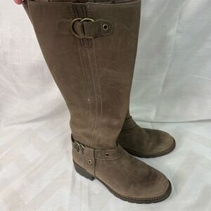 Clarks Women's Orinoco Tall‎ Brown Leather Biker Boots Size 6.5